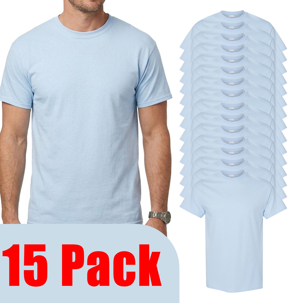 Gildan Heavy Cotton Short Sleeve T-Shirt Value Pack, Craft & DIY Light Blue Shirt